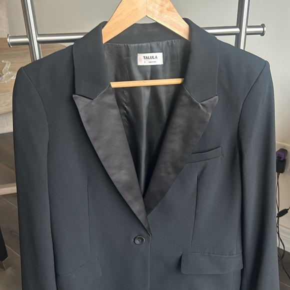 Talula Blazer Tuxedo Style Satin Lapel Black BlazerWomen Size S - Picture 5 of 17